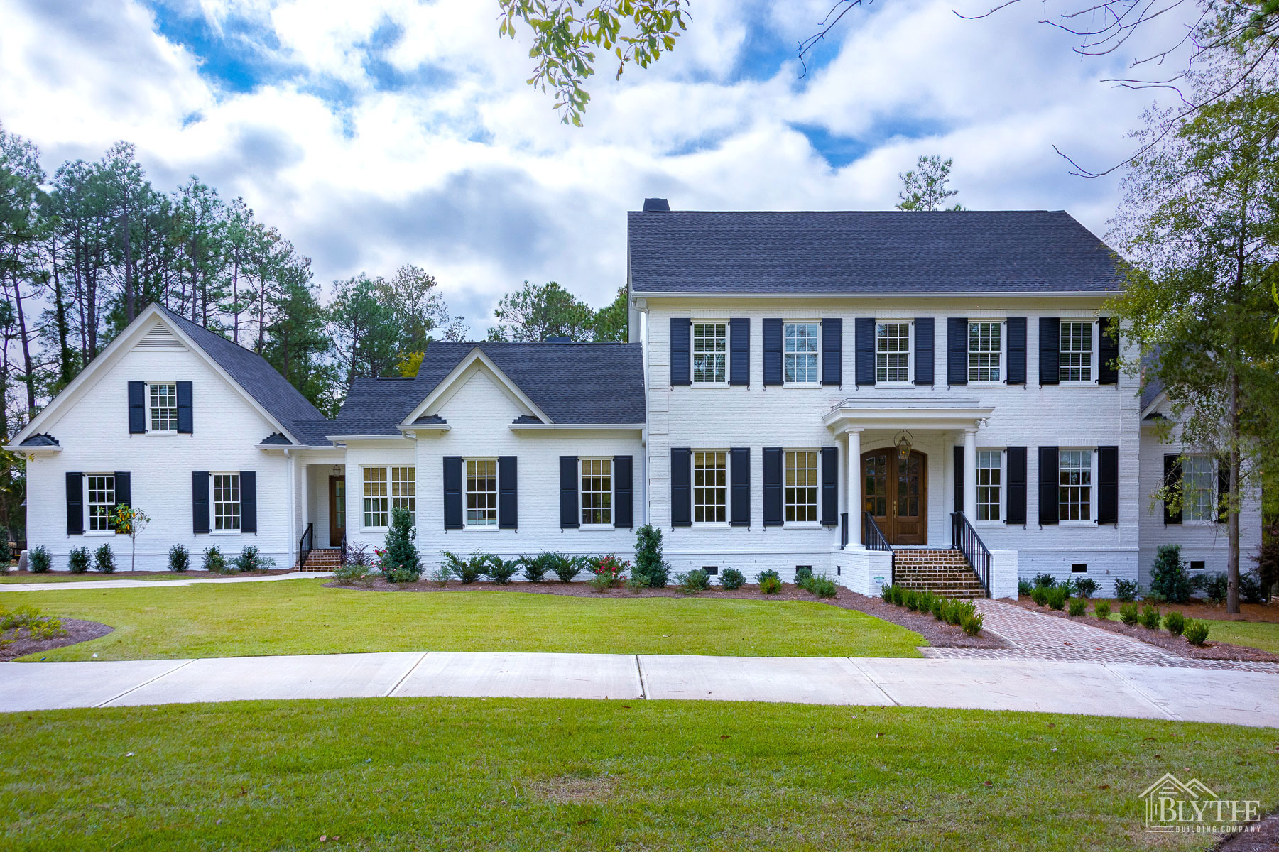 White painted deals brick house