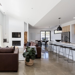 Luxury home with polished concrete floor