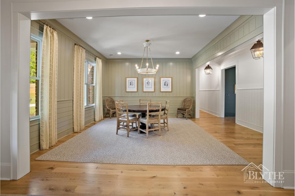 Wainscoting Images: Formal Dining Room With Green Painted Wood Paneling And Wainscoting And Hallway With High Wainscoting 1