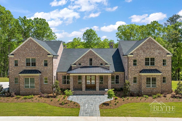 Large Southern Manor All Brick Front Exterior View 1